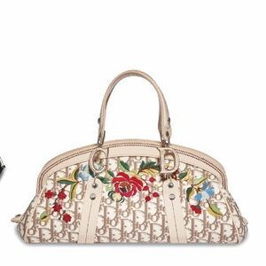 Dior Beige Satchel with Floral Embroidery